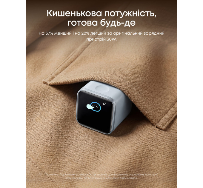 Anker Мережевий зарядний пристрій ANKER Nano Charger - 45W USB-C Smart Display (Білий)