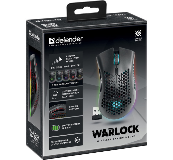 Defender Мишка Defender Warlock GM-709L RGB Wireless Black (52709)