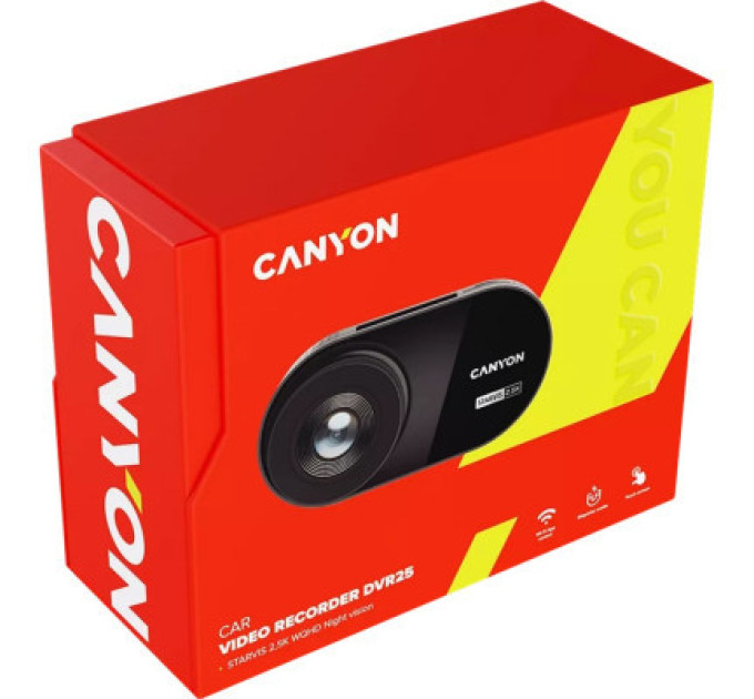 Canyon Відеореєстратор Canyon DVR25 WQHD 2.5K 1440p Wi-Fi Black (CND-DVR25)
