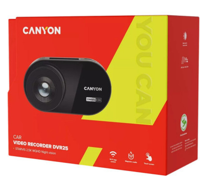 Canyon Відеореєстратор Canyon DVR25 WQHD 2.5K 1440p Wi-Fi Black (CND-DVR25)