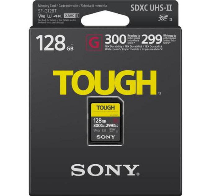 Sony Карта пам'яті Sony 128GB SDXC class10 UHS-II U3 V90 Tough (SFG1TG)