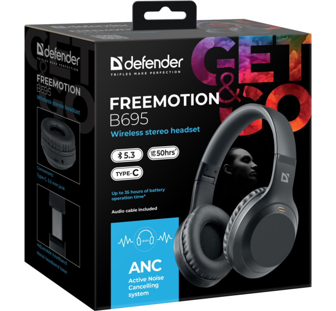 Defender Навушники Defender FreeMotion B695 Bluetooth ANC Black (63695)