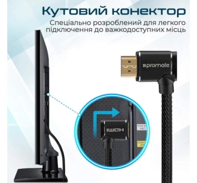 Promate Кабель мультимедійний HDMI to HDMI v.2.0 prolink4k1-500.black Promate (prolink4k1-500.black)
