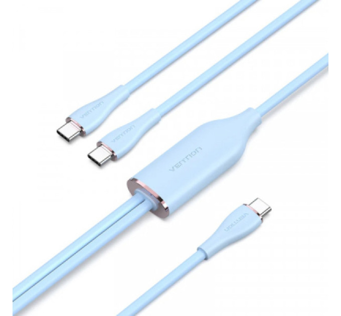 Vention Дата кабель USB-C to 2xUSB-C 1.5m 5.0A Silicone Type Blue Vention (CTMSG)
