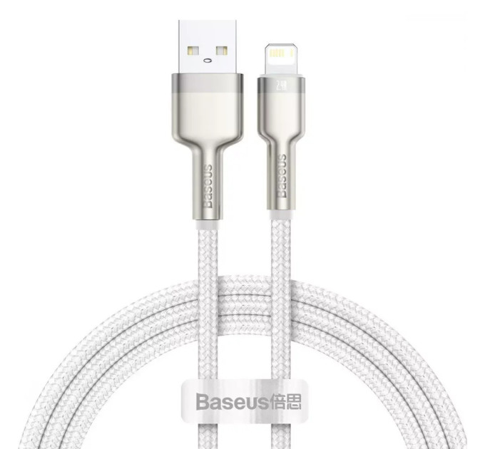 Baseus Кабель Baseus Cafule Metal USB-Lightning, 2.4A, 1м White (6953156202252)
