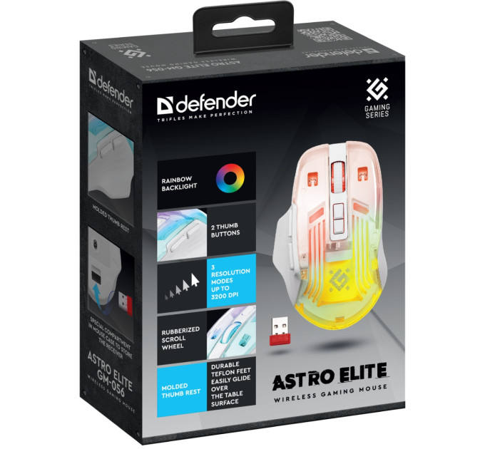 Defender Мишка Defender Astro Elite GM-056 LED Wireless White (52056)