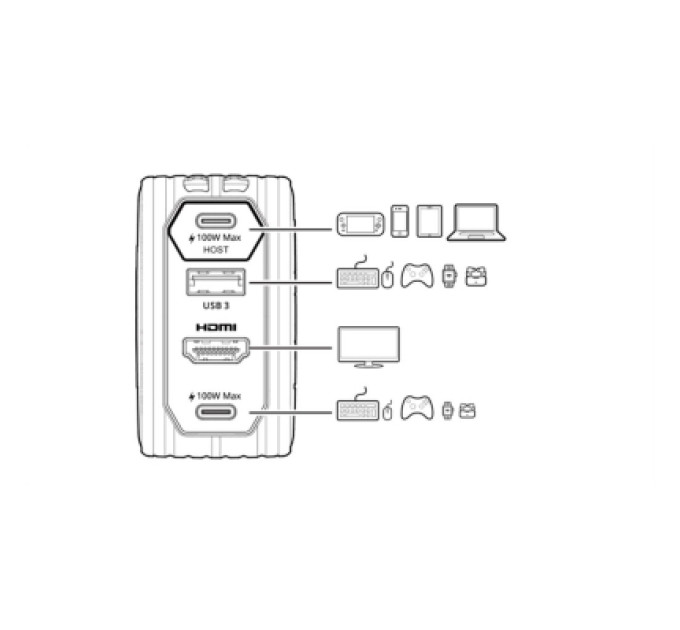 AVerMedia Зарядний пристрій AVerMedia GC313 CORE GO 100W 2хUSB-С 1хUSB-A 1xHDMI black (40AAGC313AWN)