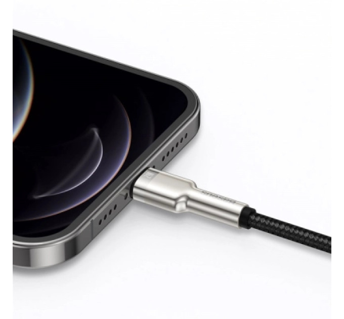 Baseus Дата кабель USB 2.0 AM to Lightning 1.0m Cafule Metal 2.4A black Baseus (CALJK-A01)