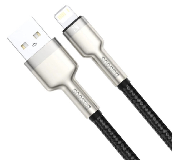 Baseus Дата кабель USB 2.0 AM to Lightning 1.0m Cafule Metal 2.4A black Baseus (CALJK-A01)