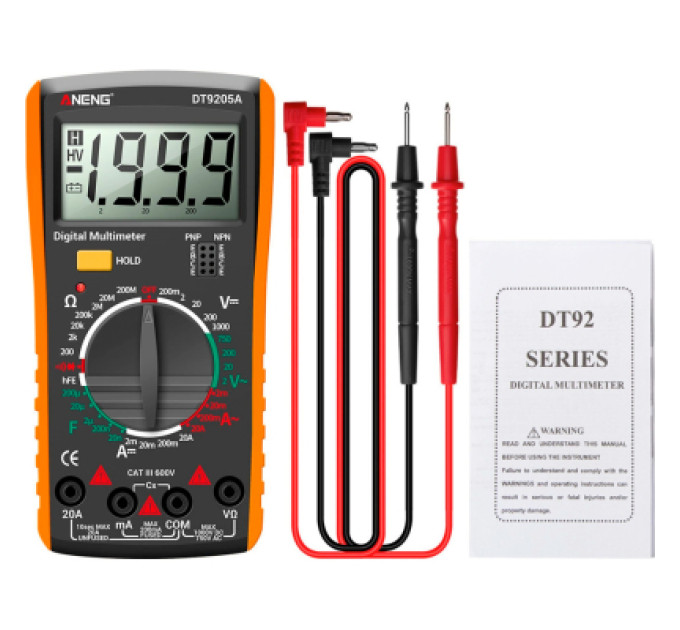 ANENG Цифровий мультиметр ANENG DT9205A, V, A, R, C, T, функція hFE (DT9205A)