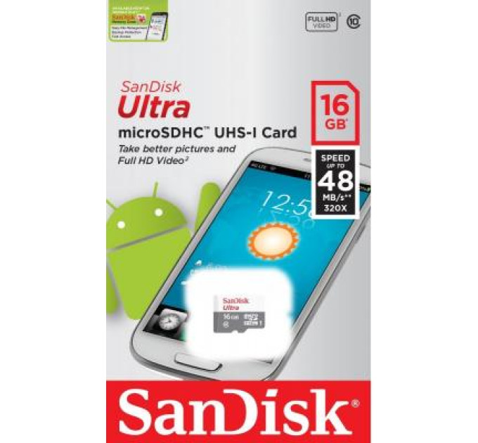 SanDisk Карта пам'яті SanDisk 16GB Miсro-SDHC Class 10 UHS-I Ultra (SDSQUNS-016G-GN3MN)