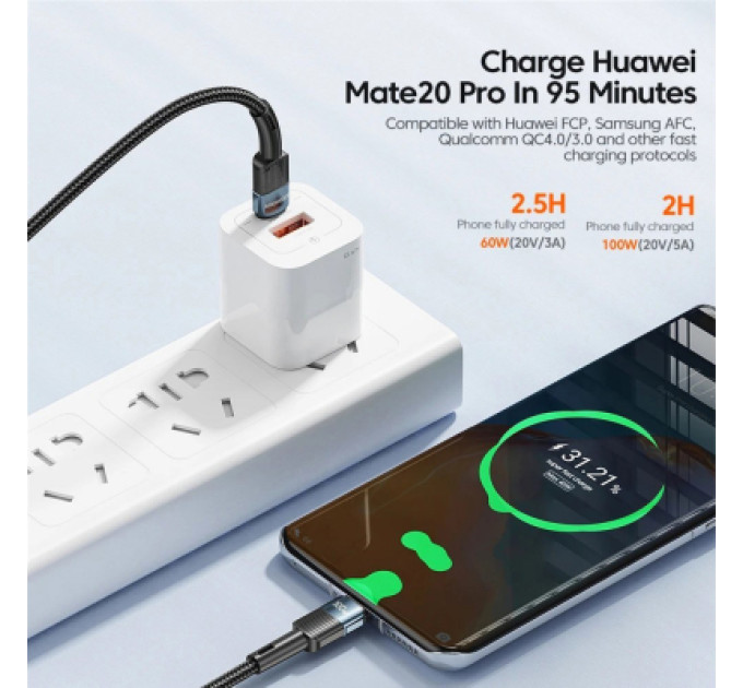 Essager Дата кабель USB-C to USB-C 1.0m 100W blue Essager (EXCTT1-XC03)