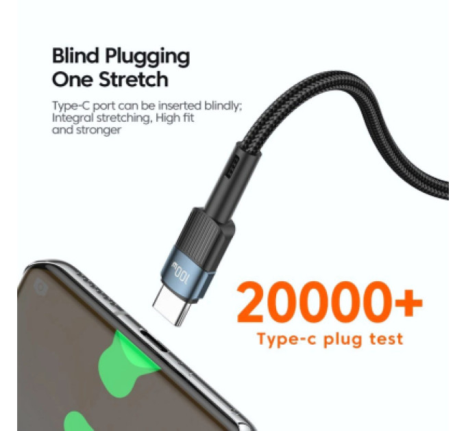 Essager Дата кабель USB-C to USB-C 1.0m 100W blue Essager (EXCTT1-XC03)