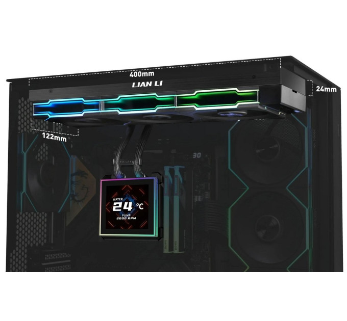 Lian Li Система водяного охолодження Lian Li HydroShift II LCD-S 360TL Black (G89.GHS2LCDS36TB.00)
