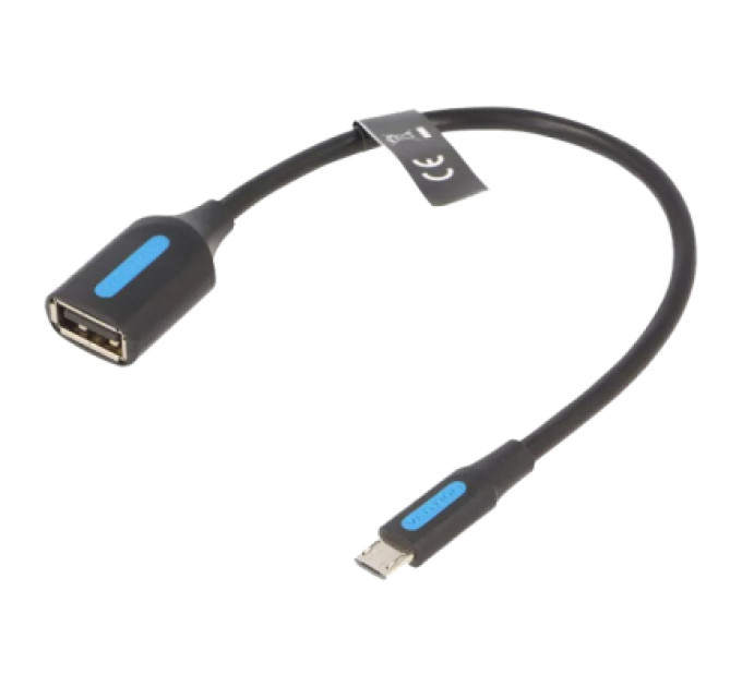Vention Перехідник USB 2.0 Micro BM to USB AF (OTG) 0.15m Black PVC Vention (CCUBB)