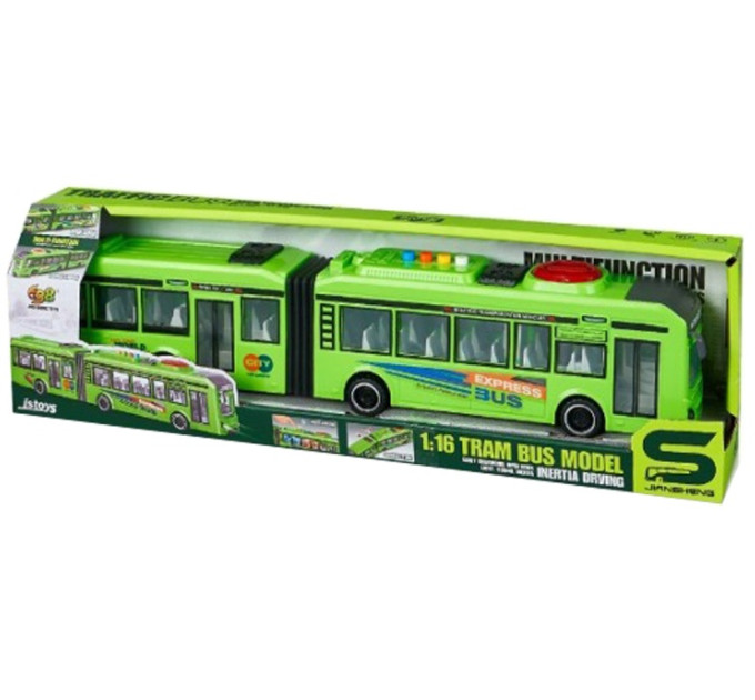 CARS S Іграшка CARS S Автобус зелений 1:16 (інерція, звук, світло, двері відчиняються)
