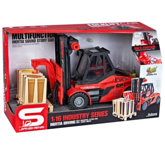 CARS S Іграшка CARS S Вилковий навантажувач 1:16 (інерція, звук, світло, рухомі вили, підйомна мачта)