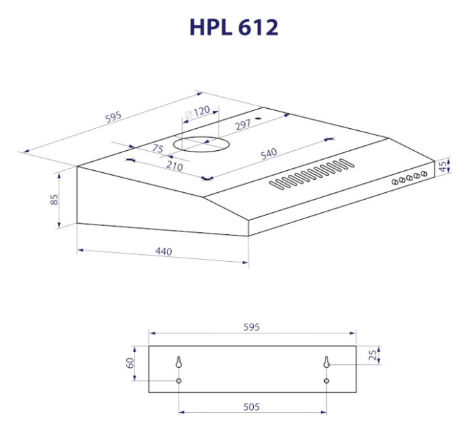 Витяжка  MINOLA HPL 612 BR, Пристінна