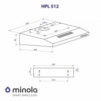 Витяжка  MINOLA HPL 512 WH, Пристінна
