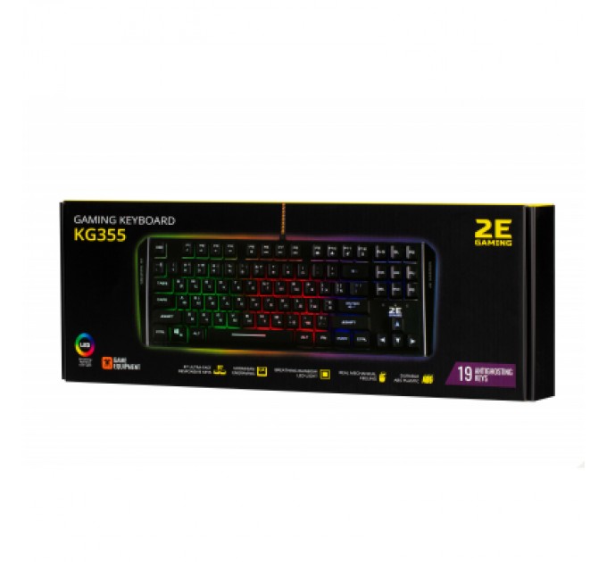 2E Клавіатура 2E KG355 LED 87key USB Black Ukr (2E-KG355UBK)