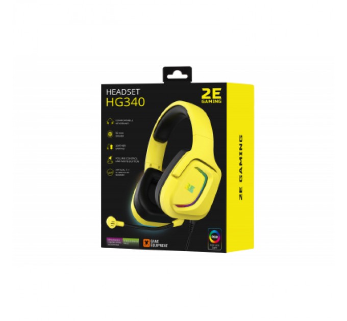 2E Навушники 2E HG340 RGB USB 7.1 Yellow (2E-HG340YW-7.1)