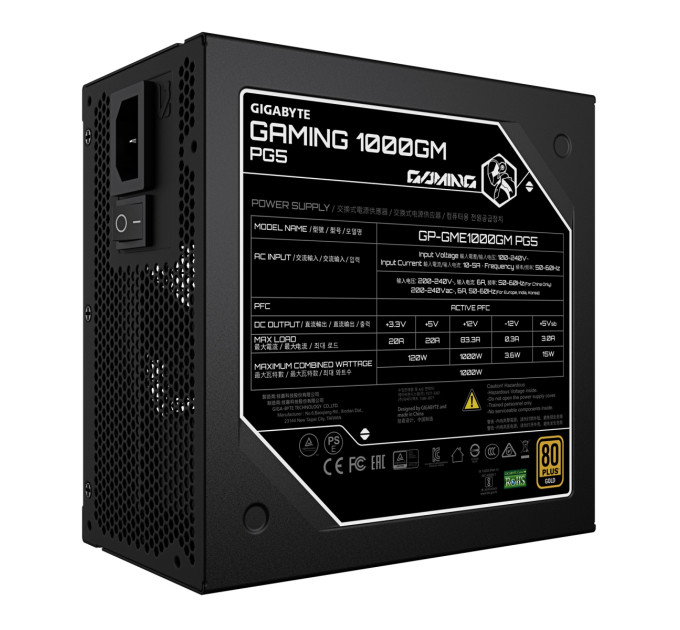 GIGABYTE Блок живлення Gigabyte Gaming 1000GM PG5 1000W (GP-GME1000GM PG5)
