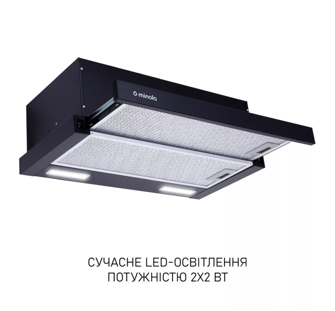 Витяжка  MINOLA HTL 6615 BL 1000 LED Телескопічна, вбудована