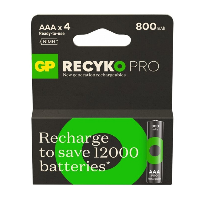 Gp Аккумуляторы GP Recyko Pro Eco AAA/HR03 NI-MH 800mAh Box 4 шт
