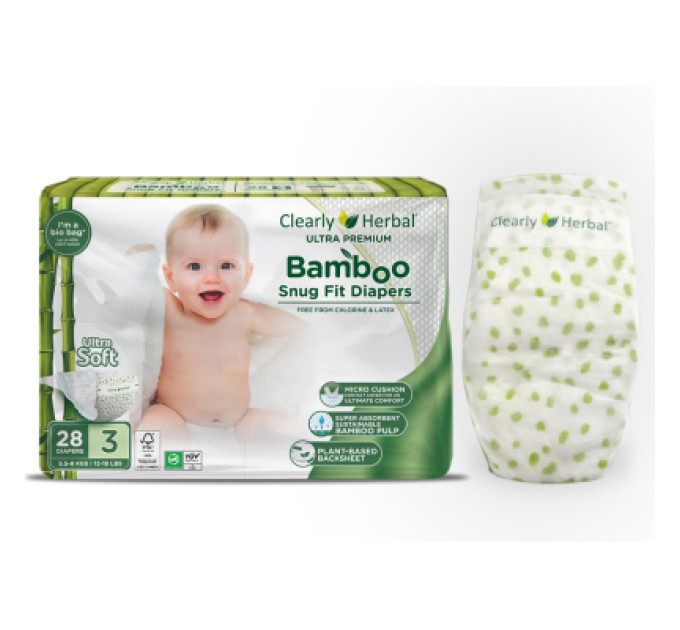 Clearly Herbal Підгузки Clearly Herbal Bamboo, розмір 3 (5,5-8 кг), 28 шт (1135)