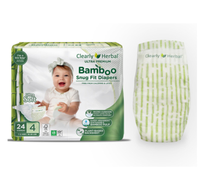 Clearly Herbal Підгузки Clearly Herbal Bamboo, розмір 4 (7-12 кг), 24 шт (1136)