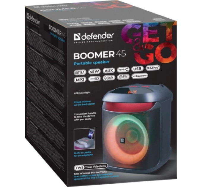 Defender Акустична система Defender Boomer 45 Bluetooth Black (65245)