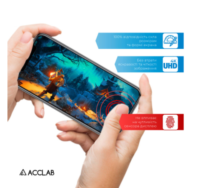 ACCLAB Скло захисне ACCLAB Full Glue Apple iPhone 16 Pro Max Black (1283126593284)
