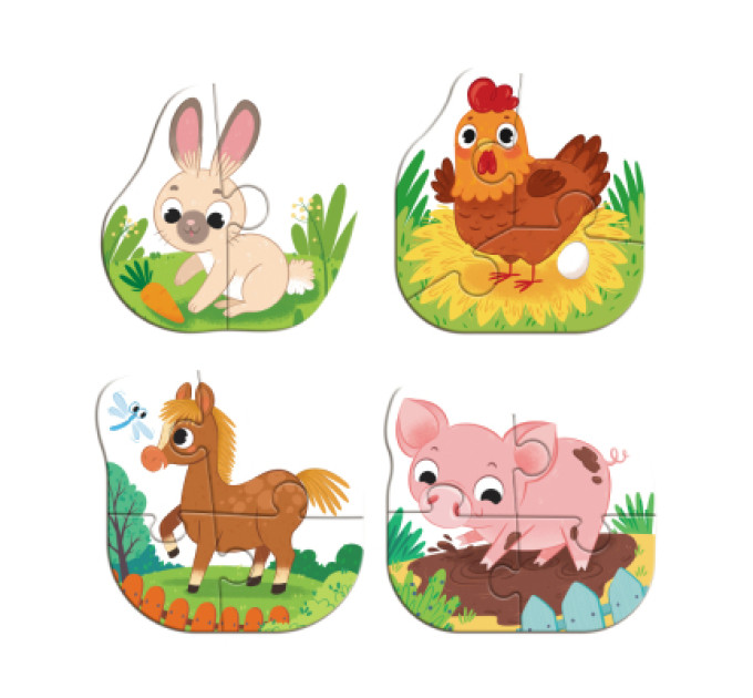 DoDo Пазл DoDo 4 в 1 Baby puzzle. Сільські тварини (300686)