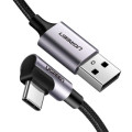 Ugreen Дата кабель USB 2.0 AM to USB-C 3.0m 3A US284 90° corner black Ugreen (70255)