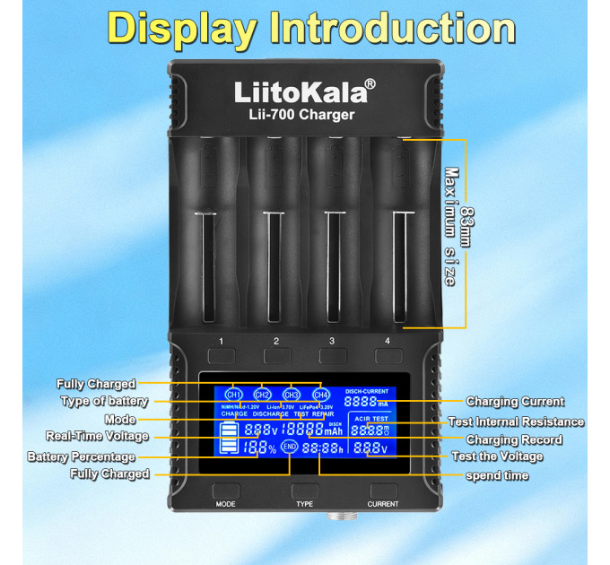 Liitokala Зарядний пристрій Liitokala Lii-700