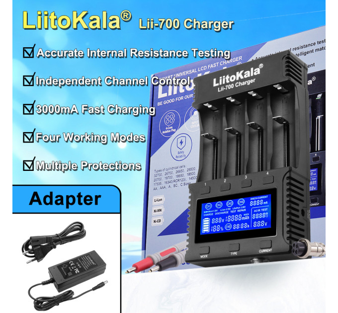 Liitokala Зарядний пристрій Liitokala Lii-700