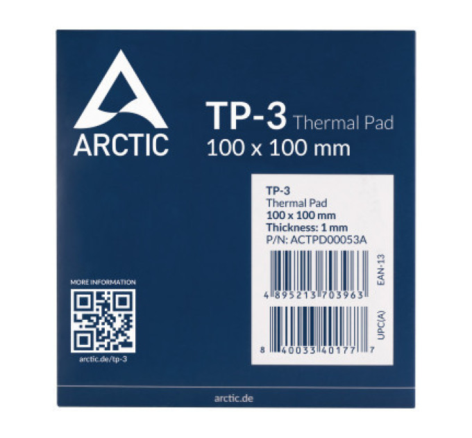 Arctic Термопрокладка Arctic TP-3 , 100*100mm*1,0mm (ACTPD00053A)