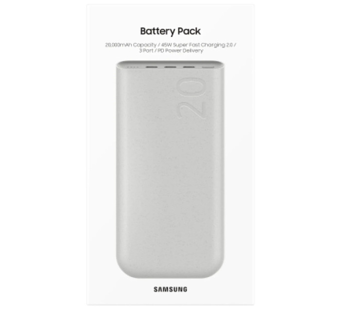 Samsung Батарея універсальна Samsung 20000mAh, SuperFastCharge2.0/45W, PD/3.0, PDO/PPS, Beige (EB-P4520XUEGEU)