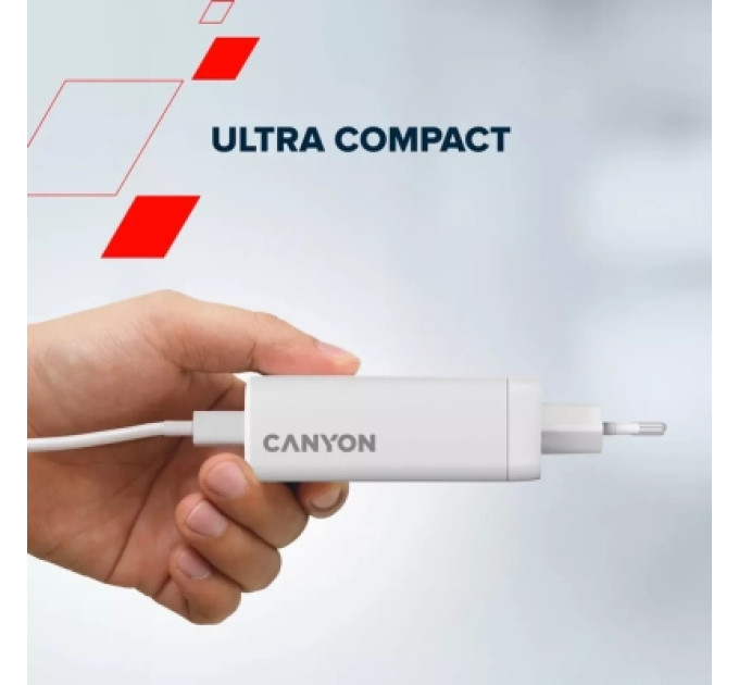 Canyon Зарядний пристрій Canyon CU140ACC GaN 150W 3xPD 1xQC EU White (CNS-CUW140ACC)