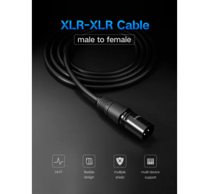 Ugreen Кабель мультимедійний XLR M to XLR F 5.0m AV130 black Ugreen (20712)