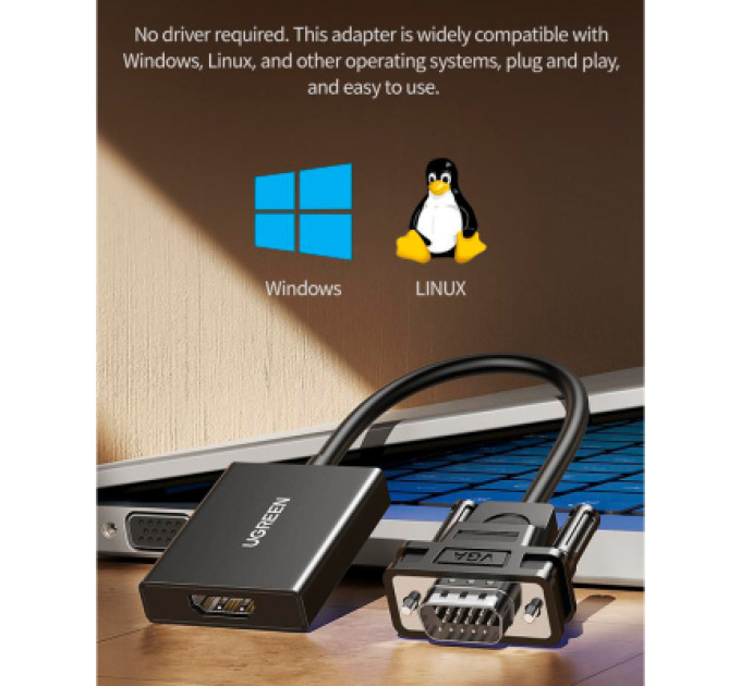 Ugreen Перехідник VGA M to HDMI F CM513 black Ugreen (50945)