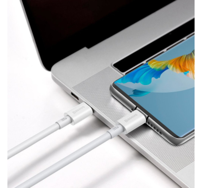 Baseus Дата кабель USB-C to USB-C 2.0m 100W white Baseus (CATYS-C02)