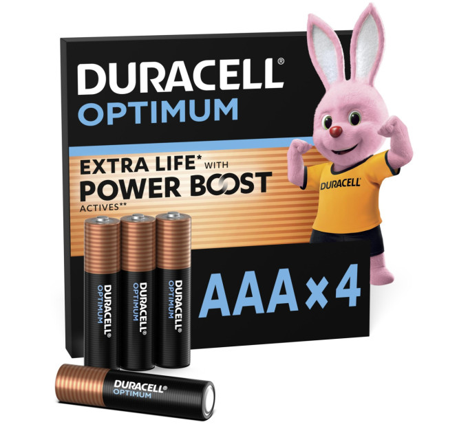 Duracell Лужні батарейки Duracell Optimum AAA, 4 шт.