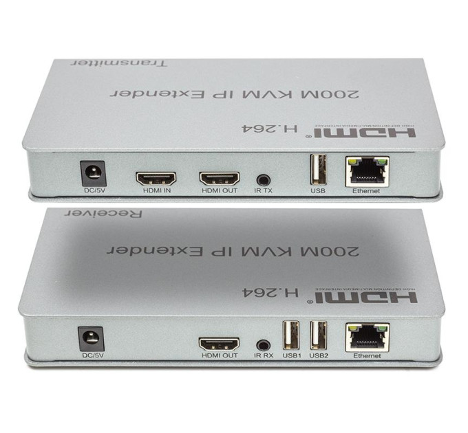 Комутатор PowerPlant HDMI 1080P/60hz, до 200м, через CAT5E/6 (HDES200-KVM) (CA912940)