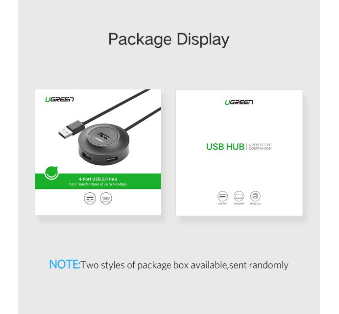 Ugreen Концентратор Ugreen 4-port 1m USB 2.0 CR106 black (20277)