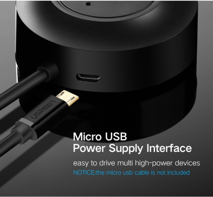 Ugreen Концентратор Ugreen 4-port 1m USB 2.0 CR106 black (20277)