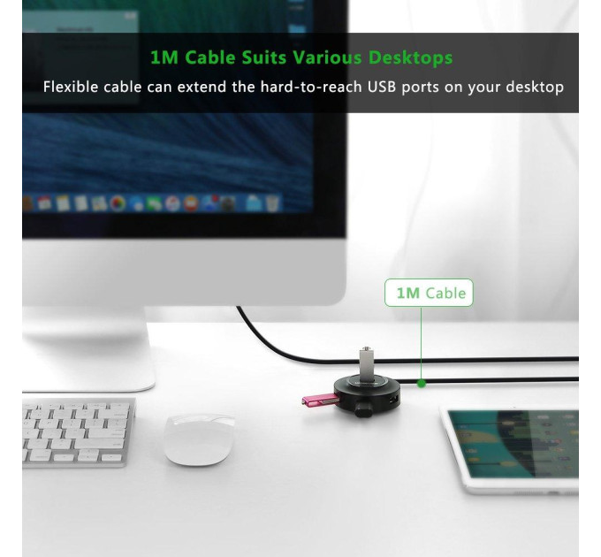 Ugreen Концентратор Ugreen 4-port 1m USB 2.0 CR106 black (20277)