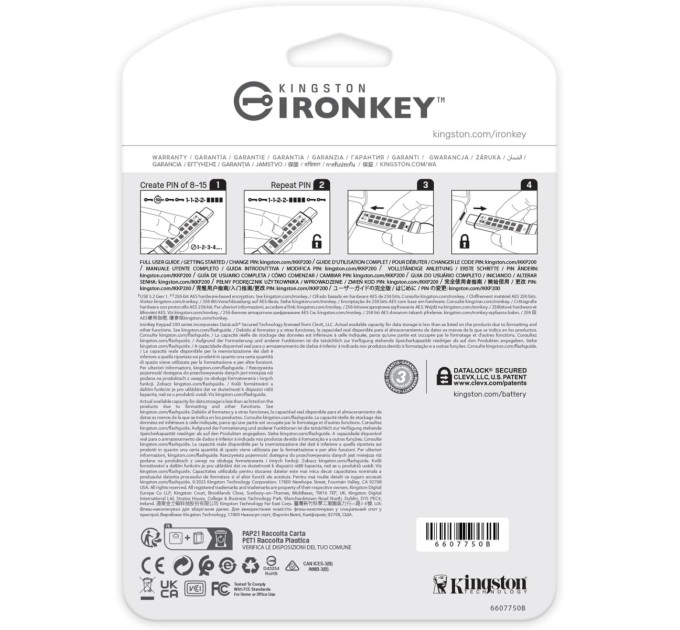 Флеш-накопичувач USB3.2 128GB Kingston IronKey Keypad 200 Type-C Blue (IKKP200C/128GB)