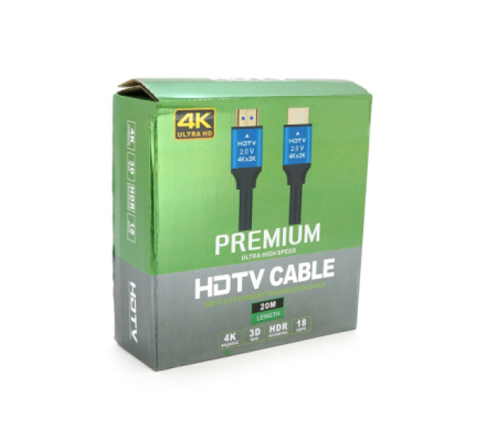 Кабель мультимедійний HDMI M to HDMI M 20.0m V2.0 4Kx2K black Merlion (YT-HDMI(M)/(M)4KV2.0-20m/19122)