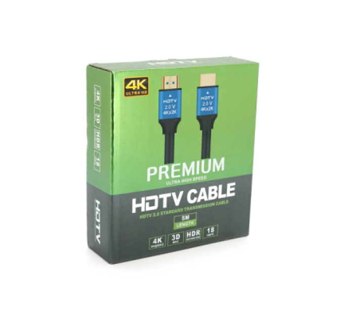 Кабель мультимедійний HDMI M to HDMI M 5.0m V2.0 4Kx2K black Merlion (YT-HDMI(M)/(M)4KV2.0-5.0m/19119)